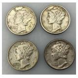 Group Of misc. 90% Silver Mercury Dimes