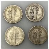 Group Of misc. 90% Silver Mercury Dimes