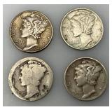 Group Of misc. 90% Silver Mercury Dimes