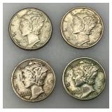 Group Of misc. 90% Silver Mercury Dimes