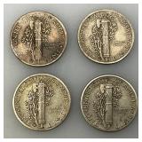 Group Of misc. 90% Silver Mercury Dimes