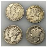 Group Of misc. 90% Silver Mercury Dimes
