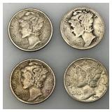 Group Of misc. 90% Silver Mercury Dimes