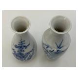 Group Of Vintage Miniature Oriental Blue And White Vases