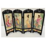 Vintage Miniature Table Top Chinese Folding Screen And Phillipines Calendar