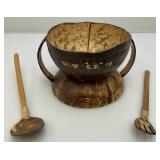 Misc. Vintage Phillipines Collectibles Including Coconut Bowls, Wooden Crab Trinket Box And More