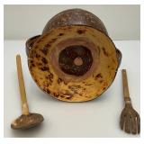 Misc. Vintage Phillipines Collectibles Including Coconut Bowls, Wooden Crab Trinket Box And More