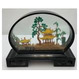 Vintage Collectible Chinese Colored Corkwood Carved Diorama Display Ornament  8" x 6 1/4" H