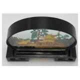Vintage Collectible Chinese Colored Corkwood Carved Diorama Display Ornament  8" x 6 1/4" H