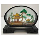 Vintage Collectible Chinese Colored Corkwood Carved Diorama Display Ornament  8" x 6 1/4" H