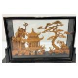 Vintage Collectible Chinese Corkwood Carved Diorama Display Ornament 9" x 5 3/4" x 2 1/2"