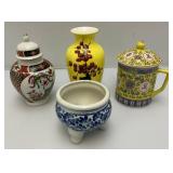 Misc. Miniature Chinese Collectible Items (Small Chips On Rim Of Yellow Vase)
