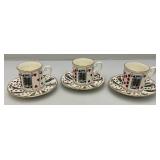 Vintage Poker Adorned Tea Cups And Saucers