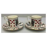 Vintage Poker Adorned Tea Cups And Saucers