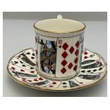 Vintage Poker Adorned Tea Cups And Saucers