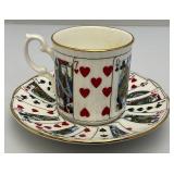 Vintage Poker Adorned Tea Cups And Saucers