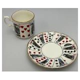 Vintage Poker Adorned Tea Cups And Saucers