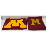 Very Old Wool University Of Minnesota Stadium Blanket (Has Signs Of Wear) And Fleece Blanket