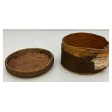 Est. $175.00 - $300.00 Antique Native American Birch Back And Porcupine Quill Round Trinket Box 3" x 5"