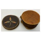 Est. $175.00 - $300.00 Antique Native American Birch Back And Porcupine Quill Round Trinket Box 3" x 5"