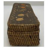 Est. $155.00 - $325.00 Antique Native American Birch Back And Porcupine Quill Trinket Box  9" L x 2 1/2" H x 3" W