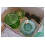 Assorted Green Colored Glassware