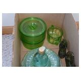 Assorted Green Colored Glassware
