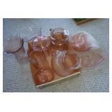 Assorted Pink Colored Glassware