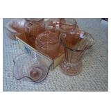 Assorted Pink Colored Glassware