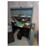 Office Desk with Wall Shelves and Content - Vintage Camera, Tools