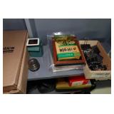 Office Desk with Wall Shelves and Content - Vintage Camera, Tools