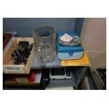 Office Desk with Wall Shelves and Content - Vintage Camera, Tools