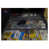 Cabinet of Drawers with Contents - Clamps, Fasteners, Cassette Tapes