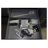 Cabinet of Drawers with Contents - Clamps, Fasteners, Cassette Tapes