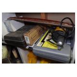 Shelf with Contents - Power Tools, Concrete Finishing, Sheeting