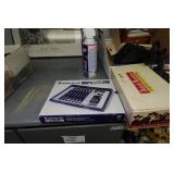 Desk with Cabinets and Contents - Camera Parts, Pocket Watches, Tools