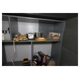 Desk with Cabinets and Contents - Camera Parts, Pocket Watches, Tools