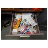 Desk with Cabinets and Contents - Camera Parts, Pocket Watches, Tools