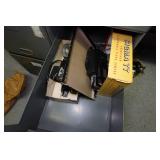 Desk with Cabinets and Contents - Camera Parts, Pocket Watches, Tools