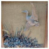 Framed Wooden Wall Art with Duck Carving and Dried Flowers