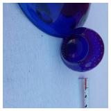 Heart Shaped Glass Bowl with Multi-Colored Inclusions, Blue Glass Vase with Dot Patterns