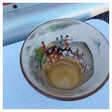 Vintage Decorative Glass Vase Featuring Horse-Drawn Carriage Scenes