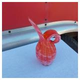 Small Lefton Glass Vase - Red and White Swirl Design