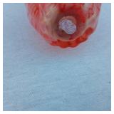 Small Lefton Glass Vase - Red and White Swirl Design