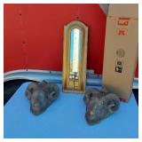 Home Interiors Mirror Sconce and Two Ram Head Wall Decor
