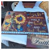 Large Lot of Various Home Decor Pieces Incl. Garden Flag, Wall Sconces and More