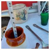 Stonewear Bean Pot, Silverwear and other items