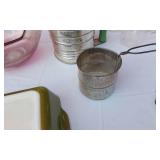 Flour Sifters, Green Pyrex Baking Dish and Other Kitchen Items