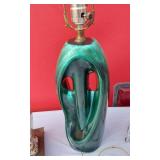 Lot of 3 Different Vintage Table Lamps - Oil Lamp Design, Artsy Green, Colorful Lamp with Brass Like Base