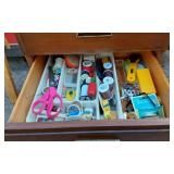 Sewing Machine Table with Sewing Machine and Supplies